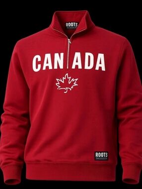 Roots Athletics Canada Quarter Zip Sweatshirt Small Vintage Made in Canada